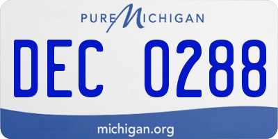 MI license plate DEC0288