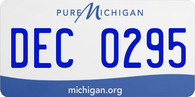 MI license plate DEC0295