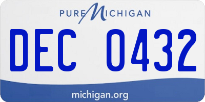 MI license plate DEC0432