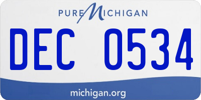MI license plate DEC0534