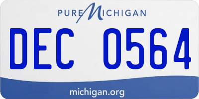 MI license plate DEC0564