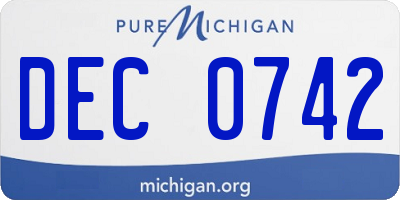MI license plate DEC0742