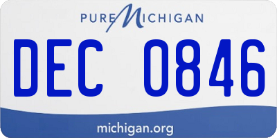 MI license plate DEC0846