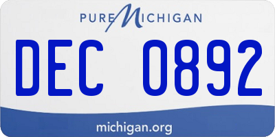 MI license plate DEC0892