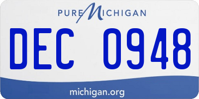 MI license plate DEC0948