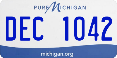 MI license plate DEC1042