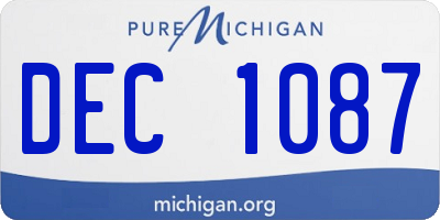MI license plate DEC1087