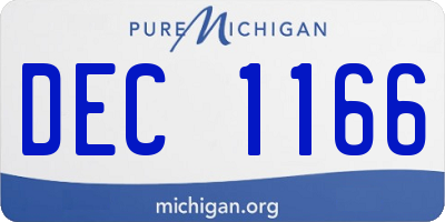 MI license plate DEC1166