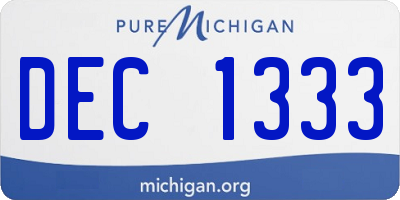 MI license plate DEC1333