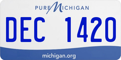MI license plate DEC1420