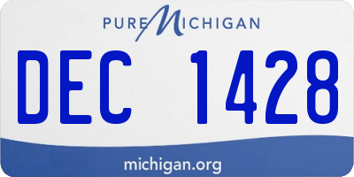 MI license plate DEC1428