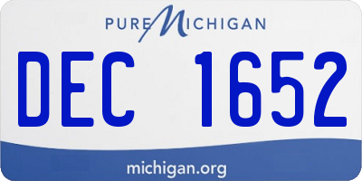 MI license plate DEC1652