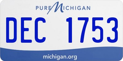 MI license plate DEC1753