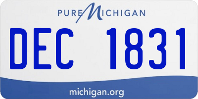 MI license plate DEC1831