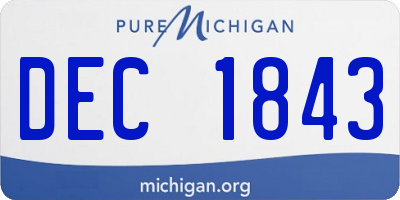 MI license plate DEC1843