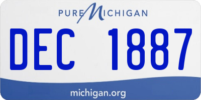 MI license plate DEC1887