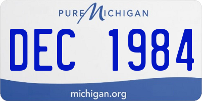 MI license plate DEC1984