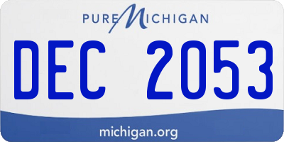 MI license plate DEC2053