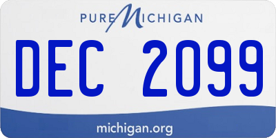 MI license plate DEC2099
