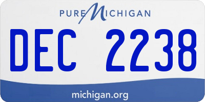 MI license plate DEC2238