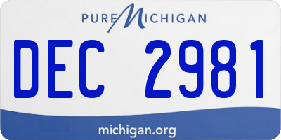 MI license plate DEC2981