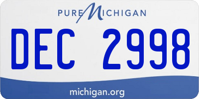 MI license plate DEC2998