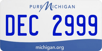 MI license plate DEC2999