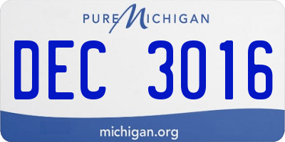 MI license plate DEC3016