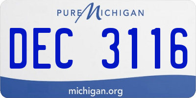 MI license plate DEC3116