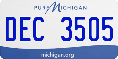 MI license plate DEC3505