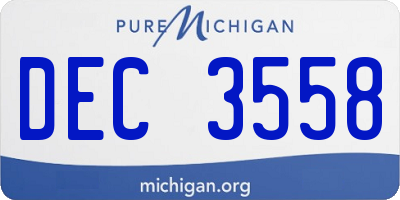 MI license plate DEC3558