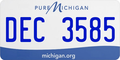 MI license plate DEC3585