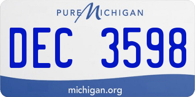 MI license plate DEC3598