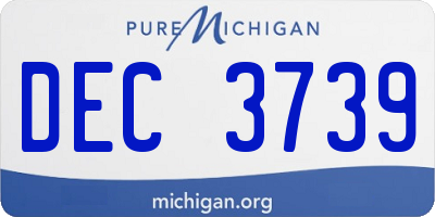 MI license plate DEC3739