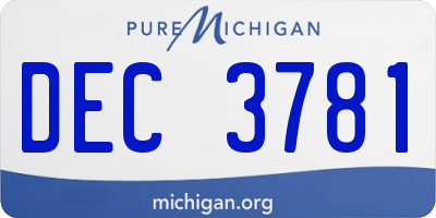 MI license plate DEC3781