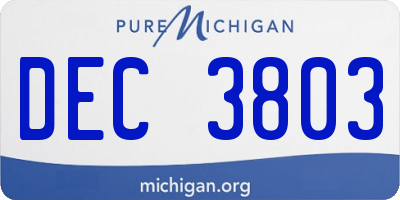 MI license plate DEC3803