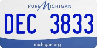 MI license plate DEC3833