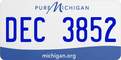 MI license plate DEC3852
