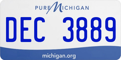 MI license plate DEC3889