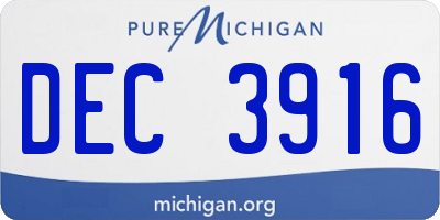 MI license plate DEC3916