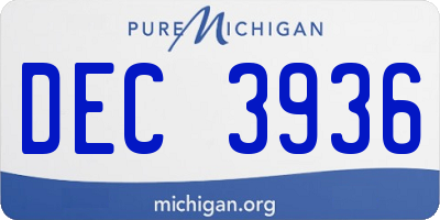 MI license plate DEC3936