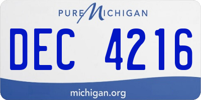 MI license plate DEC4216