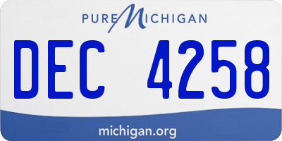 MI license plate DEC4258