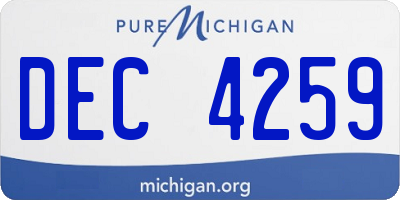 MI license plate DEC4259