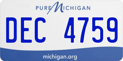 MI license plate DEC4759