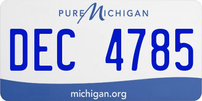 MI license plate DEC4785