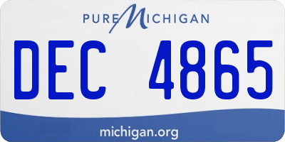 MI license plate DEC4865