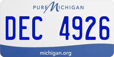 MI license plate DEC4926