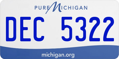 MI license plate DEC5322