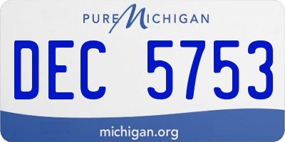 MI license plate DEC5753